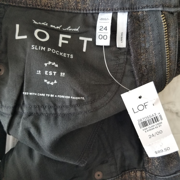 LOFT Skinny Slim Pocket Glitter Jeans 24/00 NWT Sparkle! - Picture 5 of 9